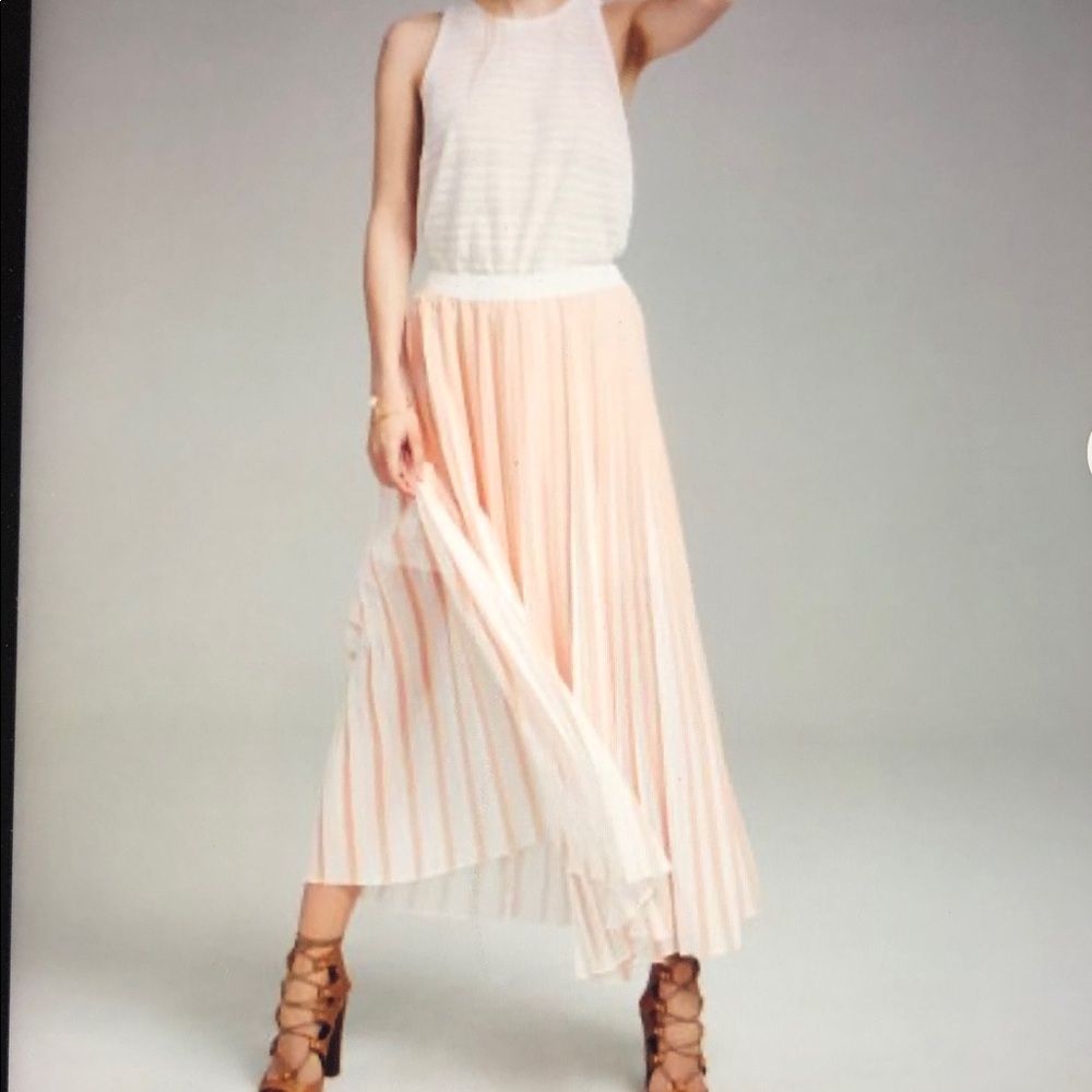 Club Monaco Myrna Pleated Skirt Peach and White Stripes Size 00